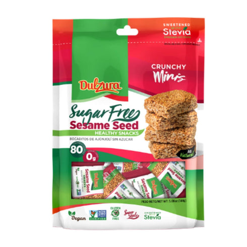 Dulzura Sesame Seed Healthy Sugar Free Mini Snack Bars, Sweetened with Stevia, 5.08