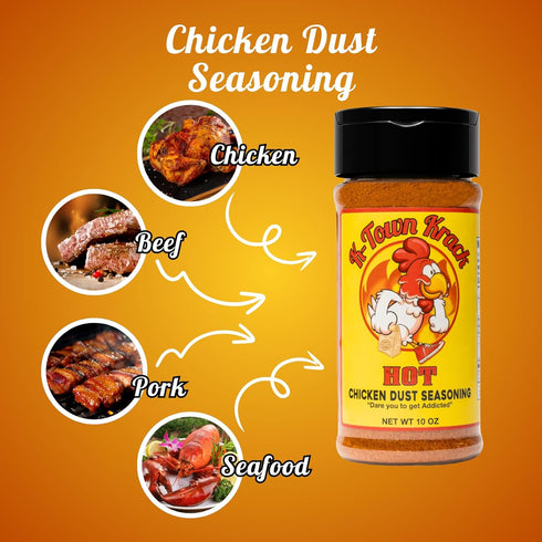 K-Town Krack Hot Chicken Dust Seasoning, 10 oz, All-Purpose for Chicken, Beef, Pork