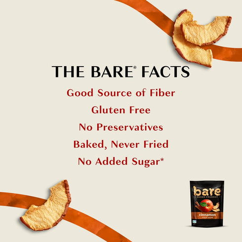 3.4 oz Bare Baked Crunchy Apple Chips, Cinnamon Apple, Gluten Free, Bag