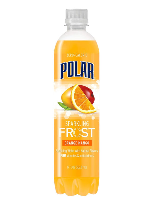 Polar Beverages Frost Sparkling Water, Orange Mango, 17 Fluid Ounce (Pack of