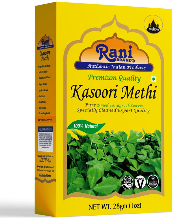 Rani Fenugreek Leaves Dried (Kasoori Methi), 1oz (28g) - All Natural, Vegan, Gluten Friendly