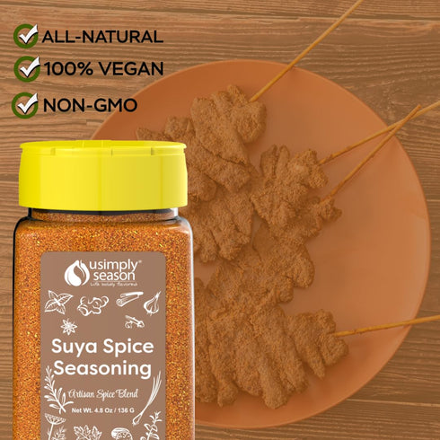 USimplySeason Suya Spice, 4.8 oz - Vegan, Non-GMO, All-Natural Seasoning Blend for Grilling & BBQ