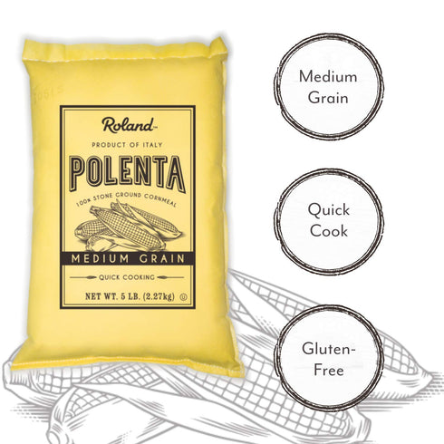 5 Lb Roland Foods Medium Grain Yellow Polenta from Italy, Bag