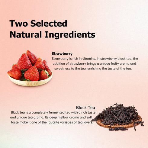 100% HANFANGLING Strawberry Black Tea, Natural Loose Leaf, Blend Of Strawberry Fruit And Black Tea Aroma