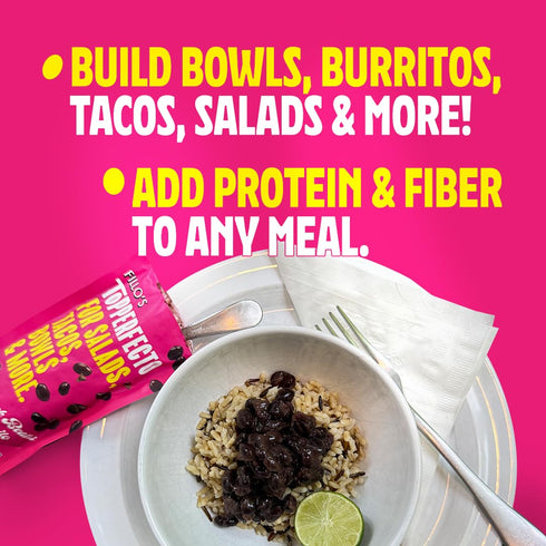 Pack 7 Fillos ToPPERFECTO Black Beans Salad Topper - of - Seasoned Latin-Style Black Beans with Olive Oil and Spices
