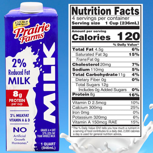 Prairie Farms Dairy 2% 1 (4 Pack) Prairie Farms Milk Percent, Shelf Stable, Reduced Fat, Boxed & Ulta Pasteurized