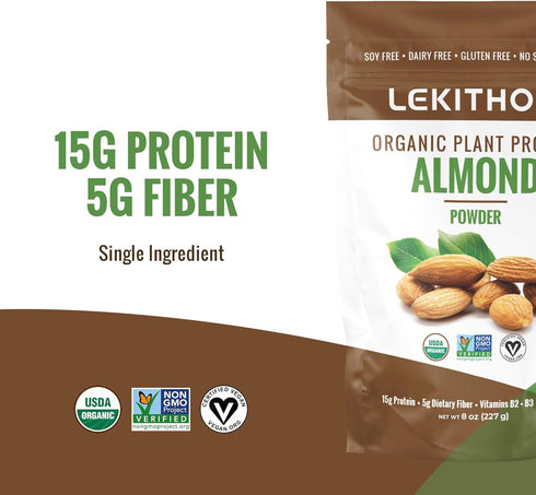 B2 B3, 8oz, 8 Organic Almond Protein Powder - Single Ingredient - High in Vitamin + Magnesium, Potassium, Calcium!
