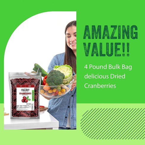 2 (32 oz) Dried Cranberries Original Pound Batch Tested Gluten & Peanut Free | Resealable Bag | High in Antioxidant |