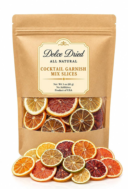 Dolce Dried Dried Citrus Slices Mix 5 Varieties (,Blood Orange,Orange, Lemon, Lime, Grapefruit) Cocktail