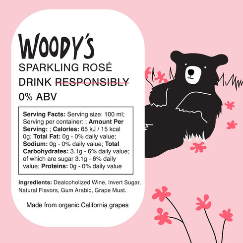 187ml (2 pack) 100% Woody's Mini Duo Blanc + Ros | Alcohol-Free Wine Made from Certified Organic California Grapes |