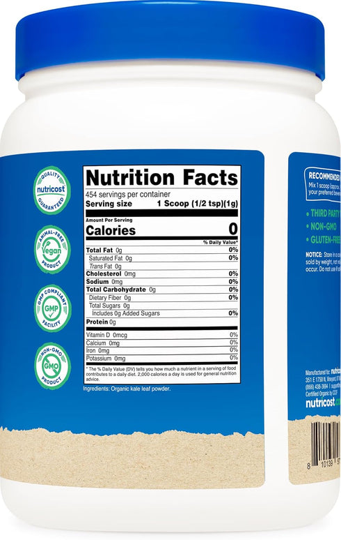 1LB Nutricost Organic Kale Powder - All Natural, Non-GMO, Gluten Free, Certified USDA Organic Kale
