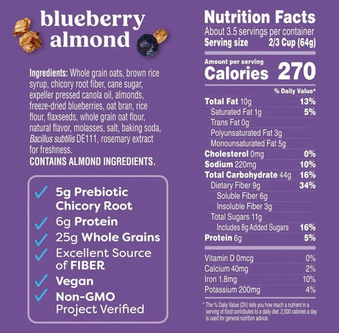 Blueberry Almond Kashi Granola for Gut Health