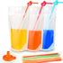 Yamgqus 100PCs Drink Pouches with 100PCS Individual Wrapped Straws, Freezable Juice Pouches DIY