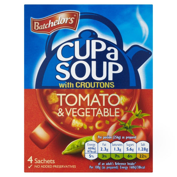 Batchelors Original Cup a Soup Tomato Vegetables with Croutons Imported From The UK
