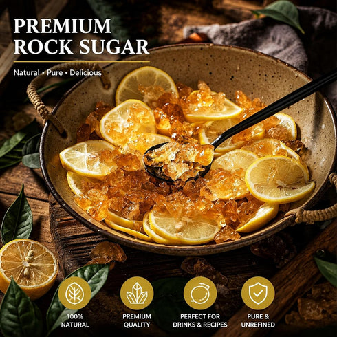 DGYLHBJ (1.1LB), 100% Authentic Yellow Rock Sugar Natural Large Crystal Rock Sugar for Pho & Tea