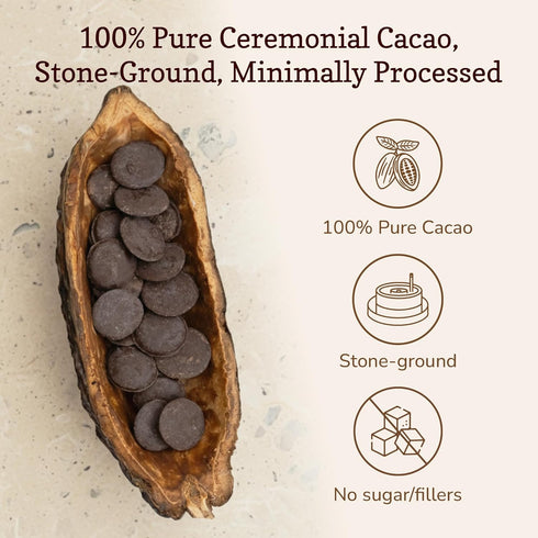 100% 1 lb ChakaCacao | Premium Ceremonial Cacao Pure, Minimally Processed, Rich in Theobromine, Flavonoids & Anandamide