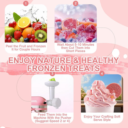 Beswarmy Frozen Frozen Ice Cream Maker Attachment Dishwasher Safe, Fruit Ice Cream Attachment Compatible