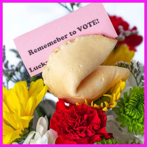 Pretty In Pink Fresh Cut Live Flowers Arranged in a Takeout Container with your Personal Message Tucked Inside a