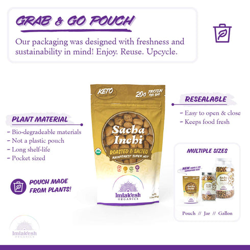 Imlak'esh Organics Sacha Inchi Nuts, 2.25oz Pouch, Protein Super-Nuts, Keto, Paleo, Organic, Gluten-Free