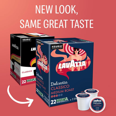 88-Count (4 Packs 22) Lavazza Dolcevita Classico, Single-Serve Keurig K-Cup Pods, Medium Roast Coffee, Box