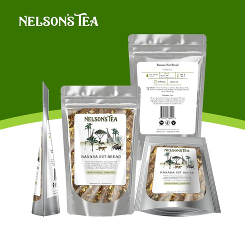 (2oz) Nelson's Tea - Banana Nut Bread - Caffeine Free - Irresistible Blend of Green and Red Rooibos, Honey Bush