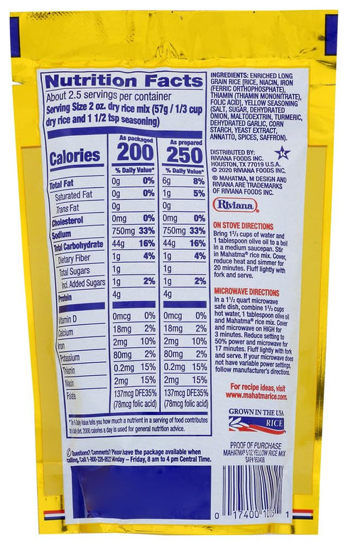 5 (6 Pack) Mahatma Yellow Rice Ounce