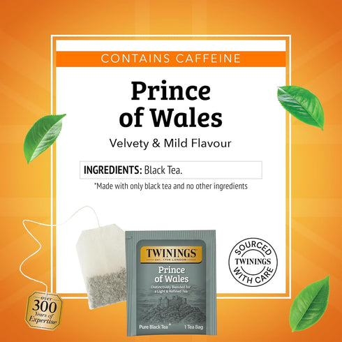 20 Count (Pack 6), 120 Twinings Prince of Wales Black Tea Individually Wrapped Bags, of Velvety Smooth & Mild