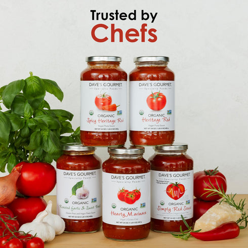 24oz (Pack 3) Dave's Gourmet Organic Spicy Heritage Red Pasta Sauce - Jar of - Zesty & Rich Tomato Chili Blend