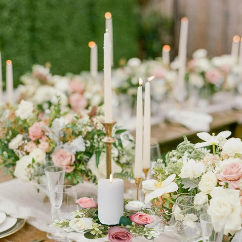 mdgfge Valentine's Day Rose Candle Ring Wreath Artificial Rose Red White Floral Candle Holder Flower Wreath Table