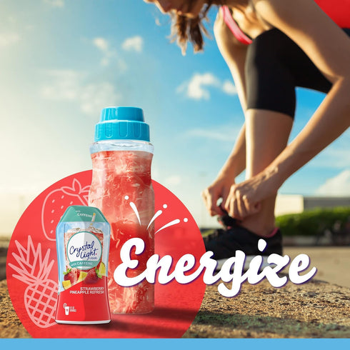 1.62 oz (Pack 3) Crystal Light Liquid Strawberry Pineapple Refresh Naturally Flavored Drink Mix with Caffeine, fl