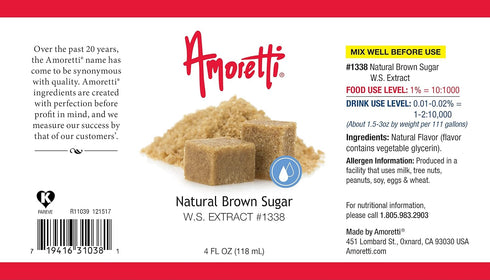 2 oz Amoretti - Natural Brown Sugar Extract Water Soluble - Highly Concentrated & Perfect For Pastry, Savory, Brewing
