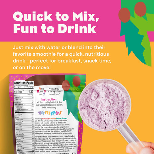 23 1+ Chicka Chicka Boom Boom Strawberry Oat Milk Plus, Plant-Based Toddler Protein Drink Mix, Vitamins & Minerals
