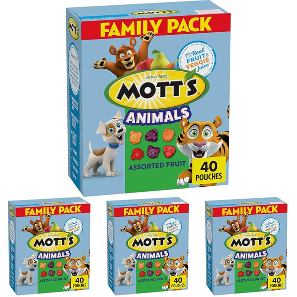 Mott's Animals Assorted Fruit Flavored Snacks, Valentine's Day, Gluten Free, Family Pack,