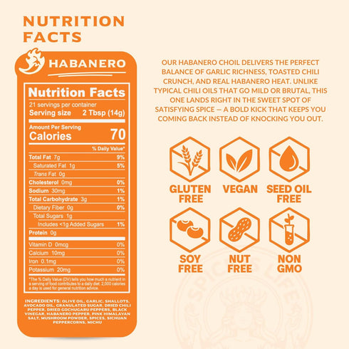Spice is Life 9oz Habanero Premium Chili Crisp Oil Garlic & Shallot Olive & Avocado Oil Small Batch
