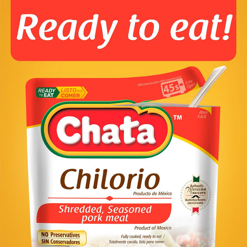 8.8 oz Chata Mexican Pork Chilorio, Seasoned Shredded Pork