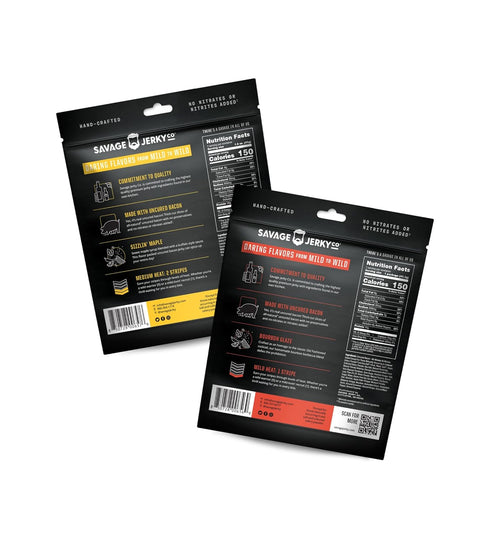 2-Pack Uncured Bacon Jerky - Maple Cayenne & Bourbon Glaze