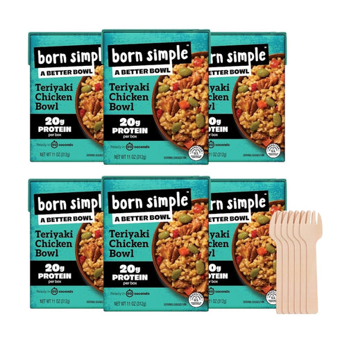 Born Simple Ready to Eat Meals with Sporks, Teriyaki Chicken Bowl, Improved
