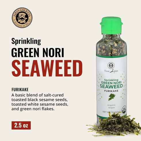 Muso From Japan Green Nori Seaweed Furikake, Vegan-Friendly, USDA Organic Seasoning for Rice, Sushi, Salads, 2.5 oz
