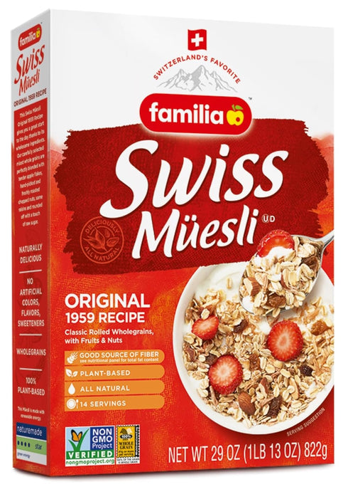 29 oz (Pack 1) Familia Swiss Muesli Cereal, Original Recipe with Fruit and Nuts - Enjoy Hot, Cold or as Overnight Oats