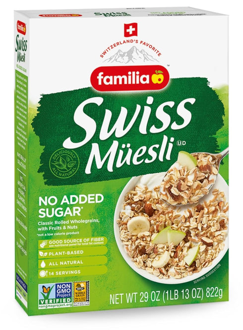 0g Energy-Packed 29 (Pack 3) Familia Swiss Muesli Cereal, Added Sugar, Cereal with Raisins, Hazelnuts and Almonds