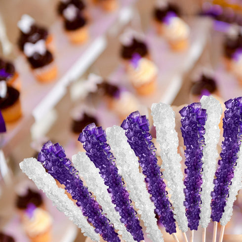 Extra Large Rock Candy Sticks - 6 Purple Grape Rock Candy Sticks, Individually Wrapped for Party Favors & Candy Buffet