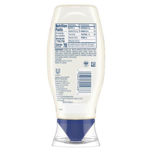 100% 11.5 oz Hellmann's Garlic Dip & Spread Garlic Aioli for French Fries, Sandwiches, Burgers & More Made