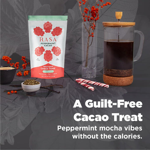 Rasa 30, (8 oz. 30 Peppermint Cacao Adaptogenic Mushroom Coffee Alternative | Vegan, Keto, Whole Ayurveda Wellness