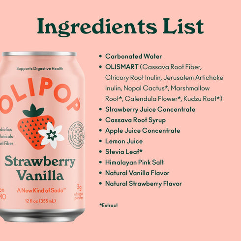 12 Oz Olipop Strawberry Vanilla Sparkling Tonic, Fl Can