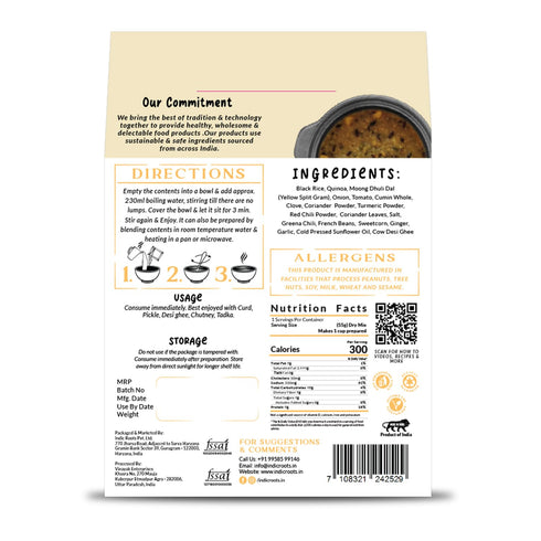 Organic Roots 55 (Pack 1) Black Rice & Quinoa Khichdi, Superfood, Instant Food, Healthy Food, Ready To Eat Full Meal