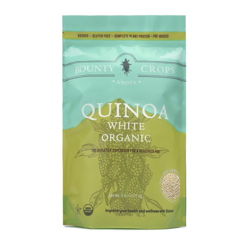 Bounty Crops Organic White Quinoa (5 lb, 80 oz, 2.27 kg), Fiber,