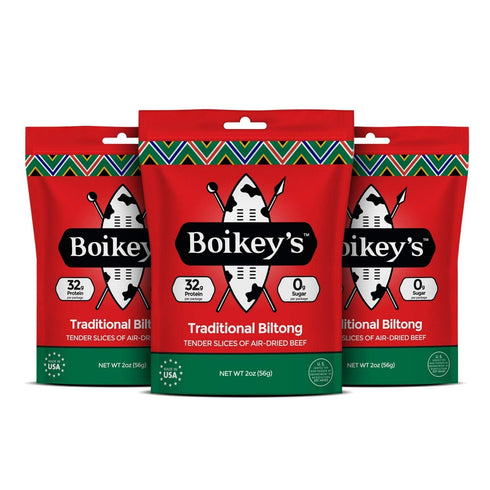 Boikeys Biltong South African Style Beef Jerky - Traditional Flavor - Gluten Free - 2 oz (3 Pack) - 16g Protein