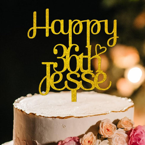 Gamer Control Boy Birthday Gold Cake Toppers Women Men Custom Happy Birthday