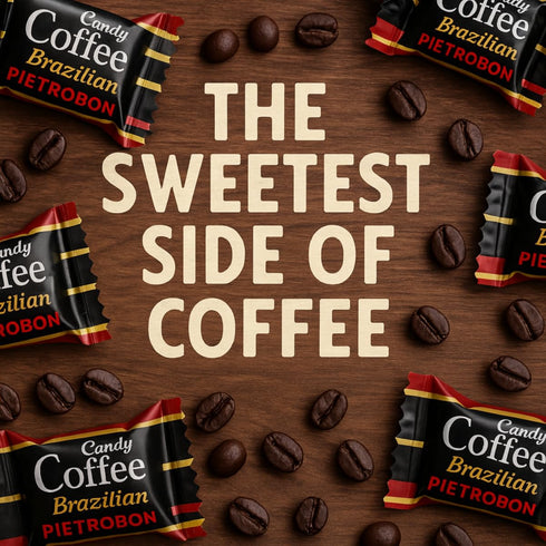 1lb 17oz Brazilian Coffee Hard Candy Gourmet Round Coffee Flavor, Dark Roast Hard Candy for Snacks, Party Favors