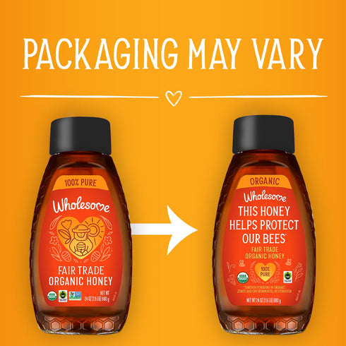 24-Ounce 100% 1 Pack Wholesome Sweeteners Organic Honey Bottle, Pure, Fair Trade Certified, Non GMO Project Verified